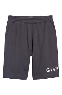 Givenchy Logo Boxy Fit Cotton Fleece Sweat Shorts in Black