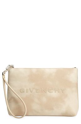 Givenchy Logo Canvas Travel Pouch in Dusty Gold