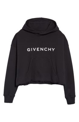 Givenchy Logo Crop Graphic Hoodie in Black
