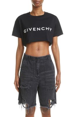 Givenchy Logo Crop Graphic Tee in 001-Black