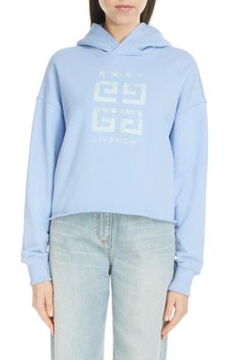 Givenchy Logo Crop Hoodie in Light Blue