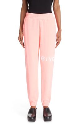 Givenchy Logo Detail Slim Fit Cotton Knit Joggers in Coral