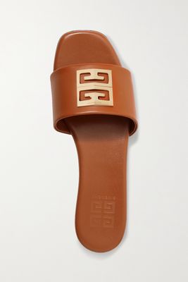 Givenchy - Logo-embellished Leather Slides - Brown