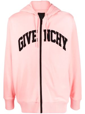 Givenchy logo-embroidered cotton hoodie - Pink