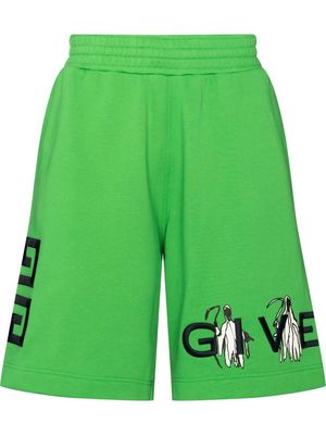 Givenchy logo-embroidered cotton track shorts - Green
