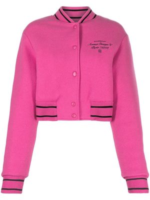 Givenchy logo-embroidered cropped bomber jacket - Pink