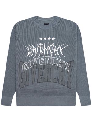 Givenchy logo-embroidered waffle-knit jumper - Grey