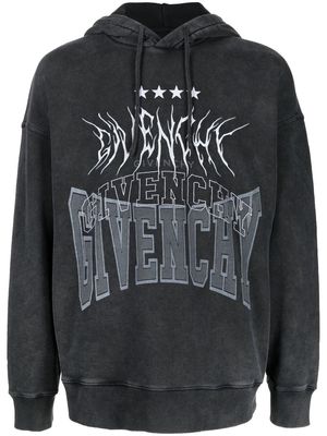 Givenchy logo embroidery drawstring hoodie - Black