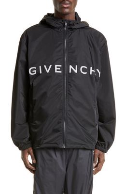 Givenchy Logo Hooded Windbreaker in Black