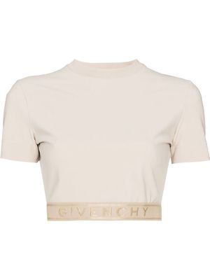 Givenchy logo-jacquard cropped T-shirt - Neutrals