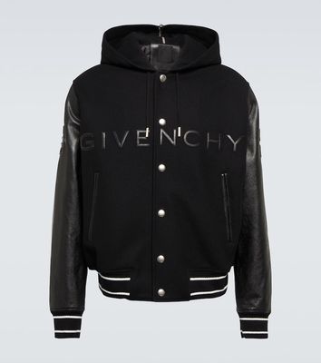 Givenchy Logo leather-trimmed varsity jacket