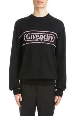 Givenchy Logo Merino Wool Sweater in Black/Pink