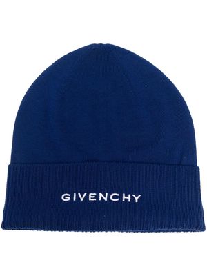 Givenchy logo-motif knitted beanie - Blue