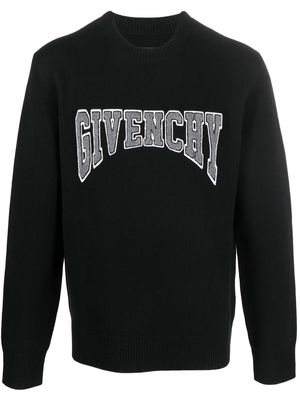 Givenchy logo-patch crew neck jumper - Black