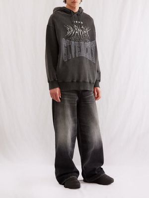 Givenchy - Logo-print Jersey Hooded Sweatshirt - Mens - Charcoal Print