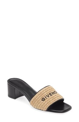 Givenchy Logo Raffia Slide Sandal in Beige/Black