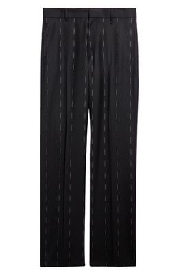 Givenchy Logo Stripe Wool Straight Leg Pants in Black