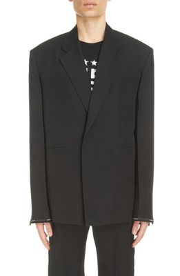Givenchy Logo Tape Oversize Virgin Wool Jacket in Black