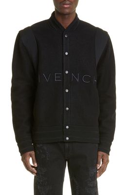 Givenchy Logo Virgin Wool Bomber Jacket in Black