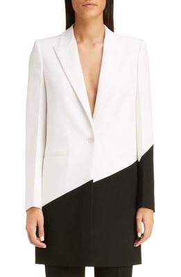 Givenchy Long Bicolor Wool Blazer in Black Natural