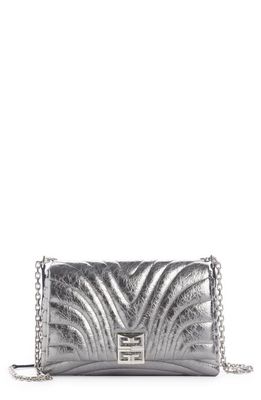 Givenchy Medium 4G Quilted Metallic Leather Shoulder Bag in Silvery Grey