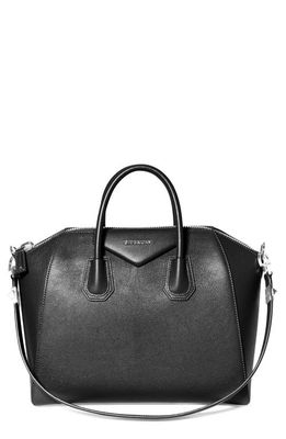 Givenchy 'Medium Antigona' Sugar Leather Satchel in Black