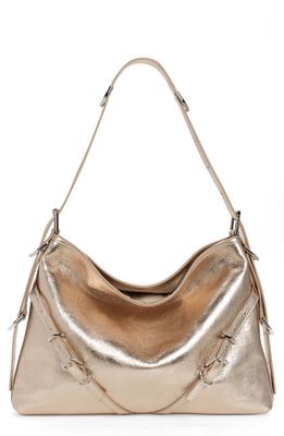 Givenchy Medium Voyou Metallic Leather Hobo Bag in Dusty Gold