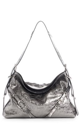 Givenchy Medium Voyou Metallic Leather Hobo in Silvery Grey