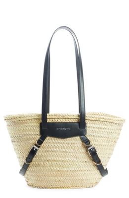 Givenchy Medium Voyou Straw Basket Shoulder Bag in Black/Beige