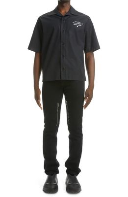 Givenchy Men's Short Sleeve Cotton Poplin Button-Up Camp Shirt in Black