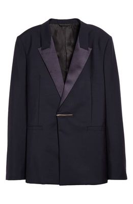 Givenchy Metal Clip Detail Wool Blend Evening Jacket in Night Blue