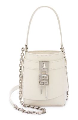 Givenchy Micro Shark Lock Leather Bucket Bag in Ivory