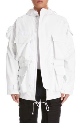 Givenchy Military Effect Hooded Nylon Windbreaker in White