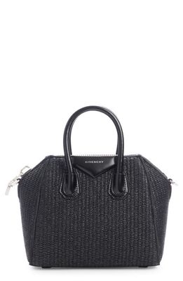 Givenchy Mini Antigona Raffia Top Handle Bag in 001-Black