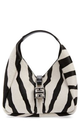 Givenchy Mini G-Lock Zebra Print Genuine Calf Hair Hobo in Black/White