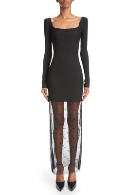 Givenchy Mixed Media Square Neck Body-Con Dress in Black