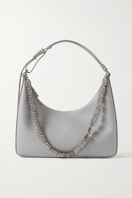 Givenchy - Moon Cut Out Small Chain-embellished Leather Shoulder Bag - Gray