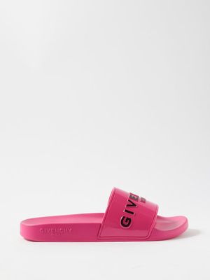 Givenchy - Moulded-logo Rubber Slides - Womens - Neon Pink