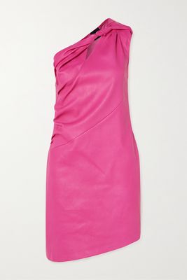 Givenchy - One-shoulder Cutout Twisted Leather Mini Dress - Pink