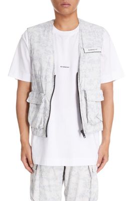Givenchy Open Back Camo Print Cargo Vest in Beige/Black