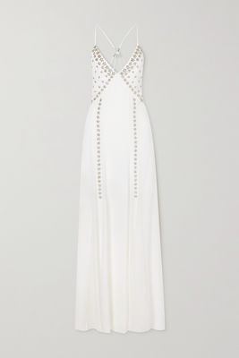 Givenchy - Open-back Crystal-embellished Silk-chiffon Gown - White