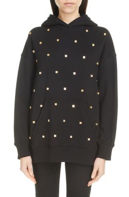 Givenchy Oversize 4G Stud Embellished Hoodie in Black/Golden