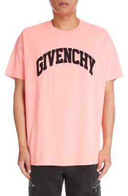 Givenchy Oversize Cotton Logo Appliqué T-Shirt in Coral