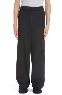 Givenchy Oversize Embroidered Logo Wide Leg Cargo Trousers in Charcoal