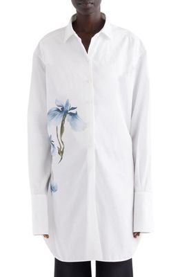 Givenchy Oversize Iris Print Cotton Button-Up Shirt in White