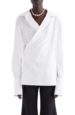 Givenchy Oversize Long Sleeve Cotton Wrap Top in White