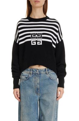 Givenchy Oversize Stripe 4G Patch Crop Sweater in Black