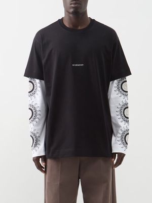 Givenchy - Oversized Layered Jersey Long-sleeved T-shirt - Mens - Black White