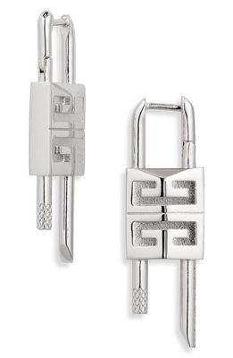 Givenchy Padlock Drop Earrings in Silvery