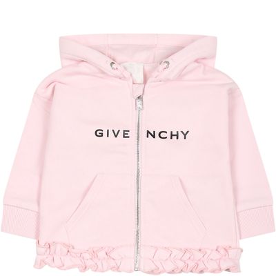 Givenchy Pink Sweatshirt For Baby Girl With Logo